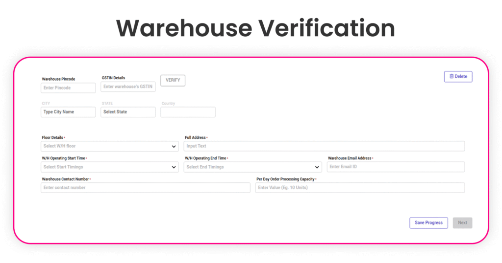 warehouse verification, myntra onboarding, seller account. global websters.