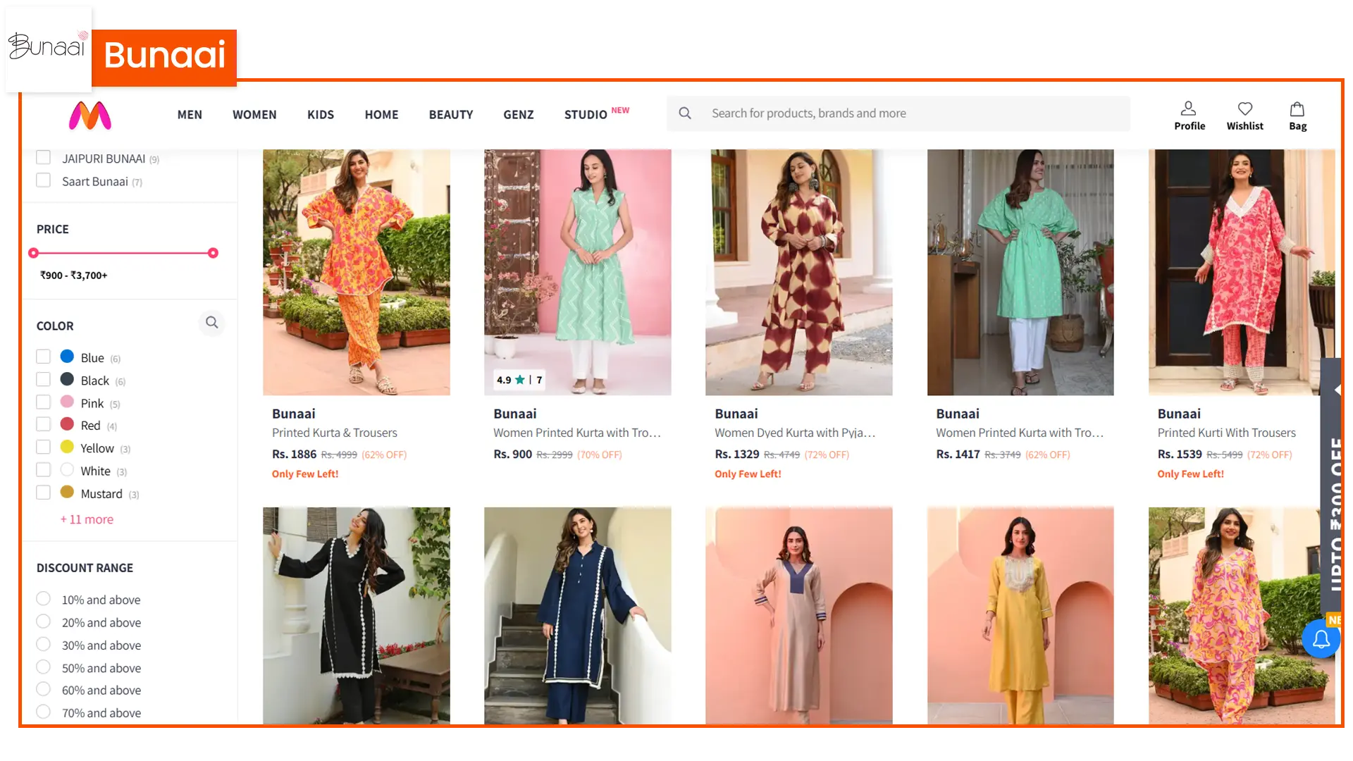 Bunaai live on Myntra