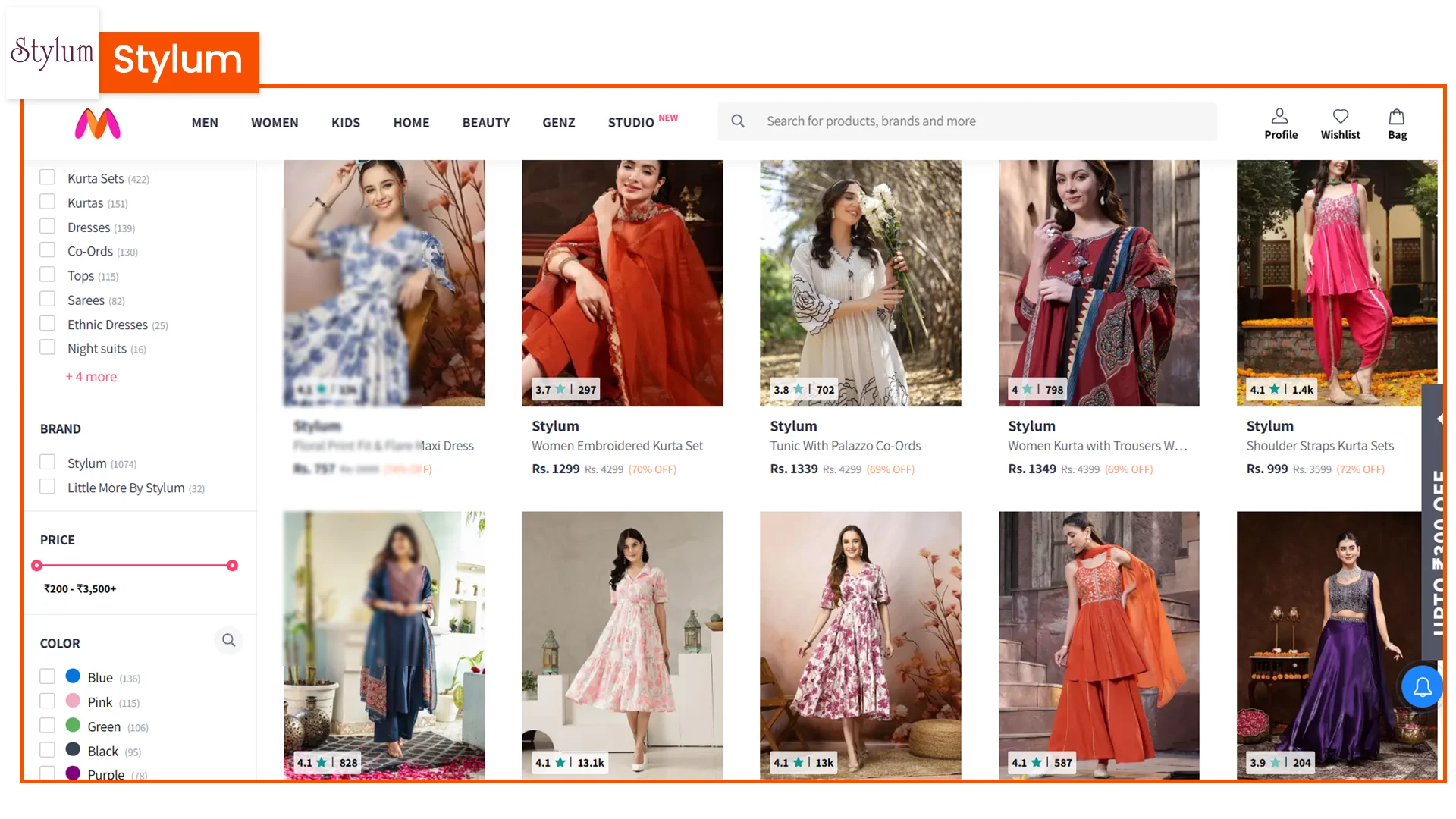 Stylum live on Myntra