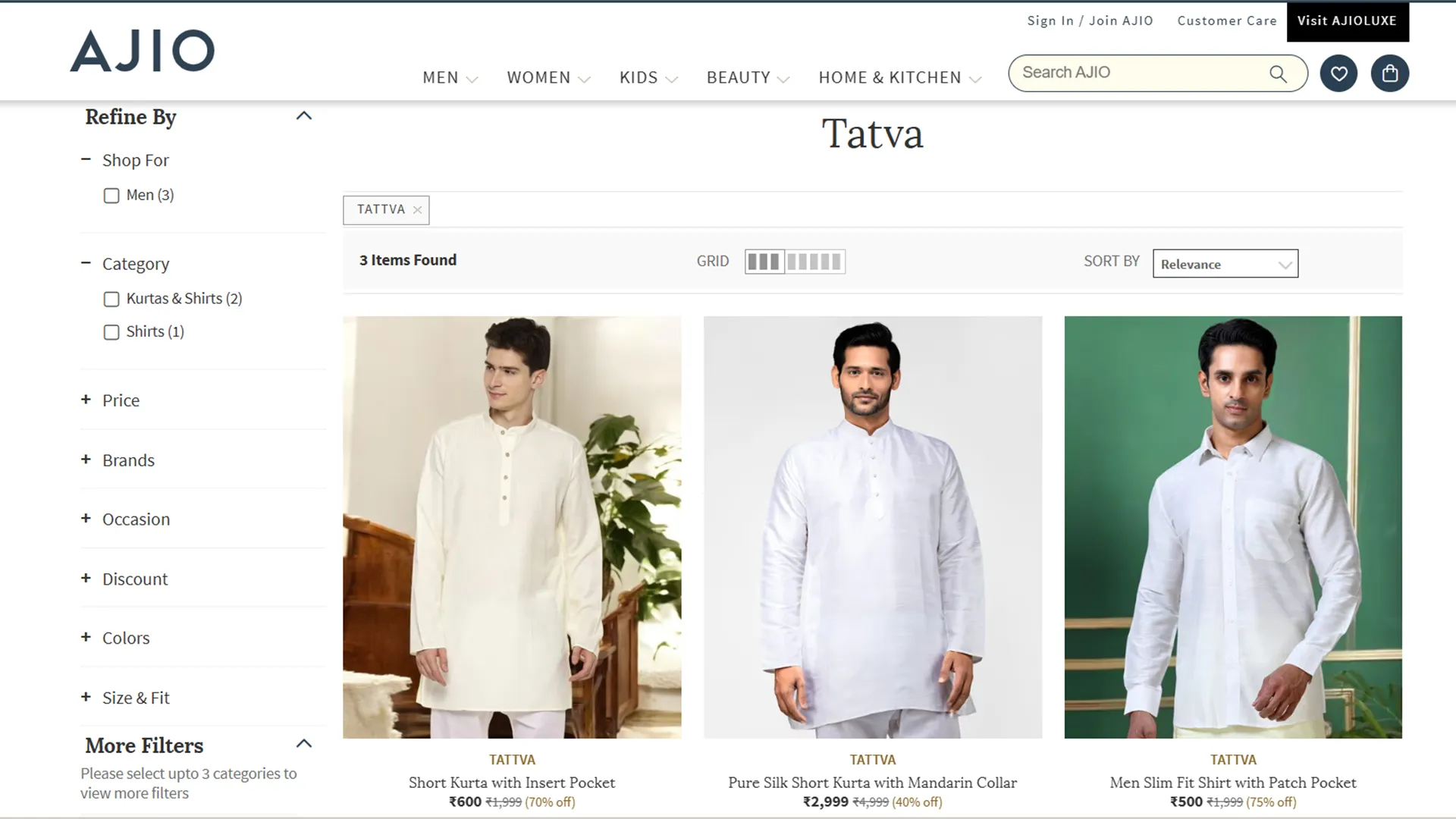 Tattva — Live on Ajio