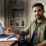 Abhishek Nagar, Co-Founder GlobalWebsters, reviewing Myntra seller dashboard during EORS 2026 strategy planning