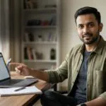 Abhishek Nagar, Co-Founder GlobalWebsters, reviewing Myntra seller dashboard during EORS 2026 strategy planning